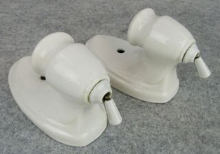 Vintage Art Deco White Porcelain Ceramic Bathroom Wall Sconce Light Fixtures