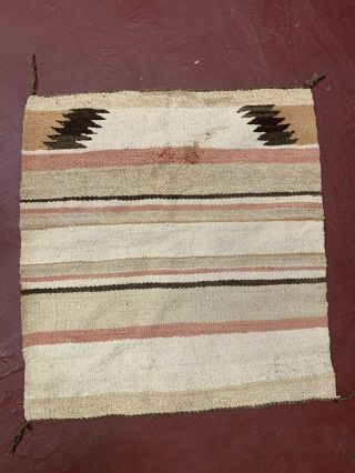 Vintage Navajo native american Indian Saddle Blanket Rug striped textile 32x30 2