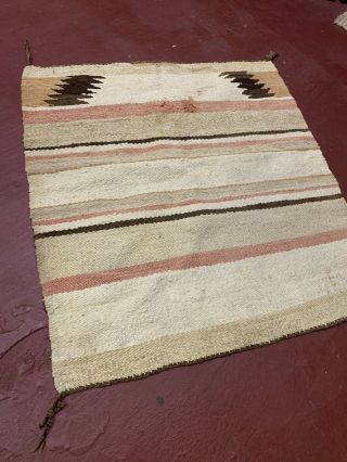 Vintage Navajo native american Indian Saddle Blanket Rug striped textile 32x30 3
