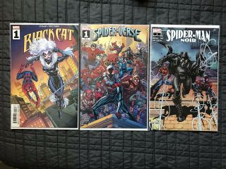 Black Cat 1,  Spider - Verse 1 & Spider - Man Noir 1 Walmart Variants,  Art By Nauck