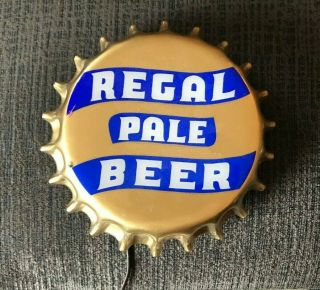 Vintage Regal Pale Beer Bottle Cap Light Up Lit Sign San Francisco Ca Amber