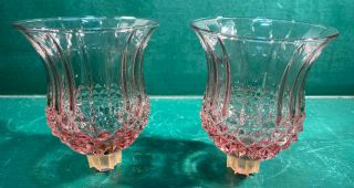 2 Vintage Homco Cranberry Glass Peg Votive Sconce Cup Candle Diamond