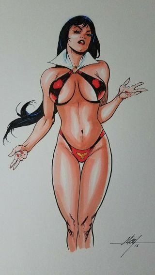 Vampirella 11 " X14 " Art By Marvel Artist M.  C.  Wyman Dirt