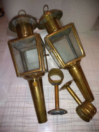 Antique / Vintage Brass Wall/coach/ Carriage Lamps Lanterns -