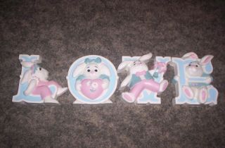 Homco Bunny Love Wall Plaques - - Set Of Four - 1980 