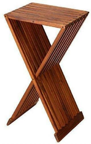 Bare Decor Taj Folding Plant Stand Pedestal Table In Solid Teak Wood,  28 " High