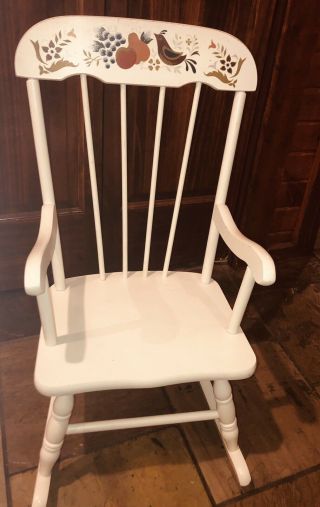 Vintage Childs Rocking Chair Solid Wood Hand Painted 26 " Tall Sturdy Was Display