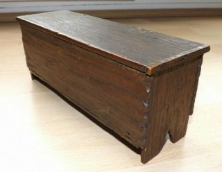 Antique Miniature Apprentice Piece Of A 16th Century 6 Plank Oak Coffer