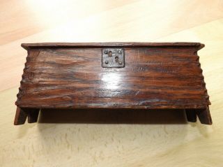 Antique Miniature Apprentice Piece Of A 16th Century Six Plank Oak Coffer