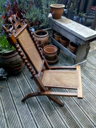 Antique 19th Century Wooden Folding Campaign Chair