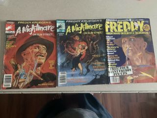 Freddy Kruegers A Nightmare On Elm Street 1 & 2 Rare Marvel Magazines 1989 Plus