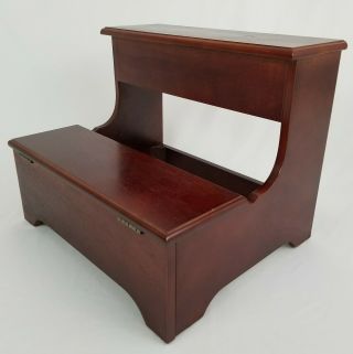 Vintage Mahogany Bed Side Step Stool Bedroom Hidden Compartment