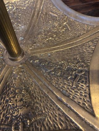 Vintage Brass Parasol Shaped 5 Section Umbrella Cane Stand Floral Asian Delphin 2
