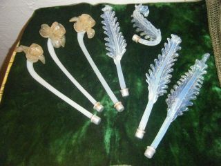 Vtg Venetian Murano Glass Hand Blown Chandelier Parts Flowers & Leaves