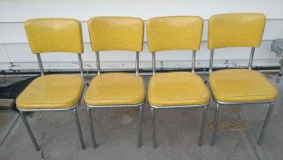 Virtue Brothers Of California Vintage Yellow Chrome Chairs 1950 