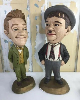 Vintage 1971 Esco Prod Laurel And Hardy Chalkware Figures Statues Figurines