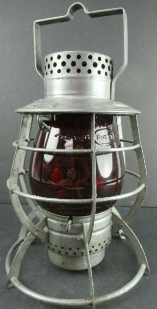 Vintage Dietz No.  39 Steel Clad City Of York Red Globe Railroad Lantern
