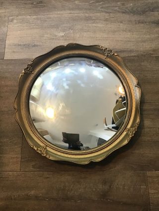 Vintage Wall Mirror Atsonea Convex Plaster 1930s Retro Gilt