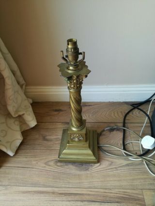 Antique Brass 16 " Corinthian Twisted Column Table Lamp Base