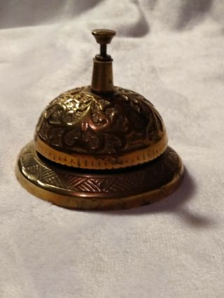 Vintage Ornate Brass Hotel Service Desk Top Bell Ringer