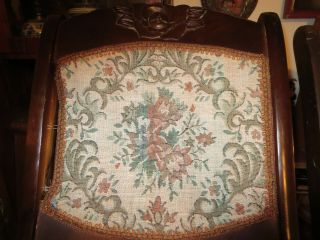 Antique Victorian Style Rocking Chair Tapestry Wood Folding Rocker 2