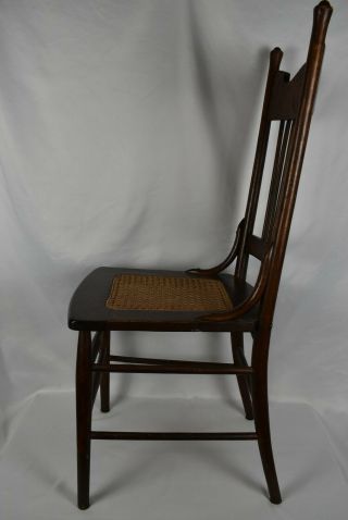 Antique Wood Press Back Dining Side Chair with Cane Seat 3