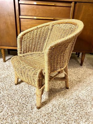 Antique Boho Bamboo Wicker Rattan Child’s Chair Fan Back