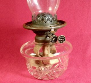 Antique Wright & Butler C1890 Cut Glass Oil Lamp Font & Duplex Brass Burner
