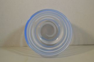 Vintage Orrefors Art Glass Blue and White Bowl Scandinavian 3