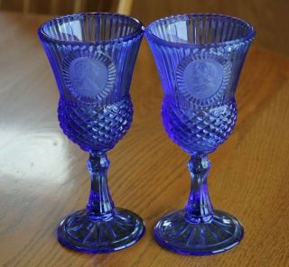 Vintage Avon Martha & George Washington Cobalt Blue Glass Goblet Fostoria 1976