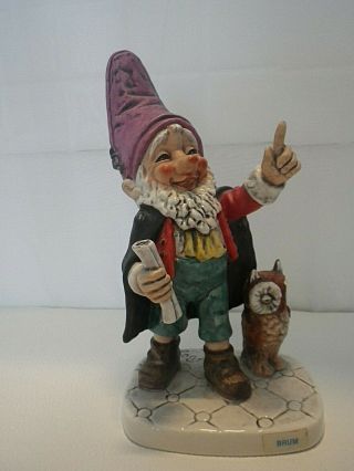 Goebel Figurine Boy Gnome " Brum The Lawyer " With Owl West Germany Well 512