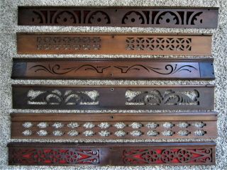 6 Ornate Walnut Fretwork Panels Victorian Furniture Pediments Reed Organ Parts