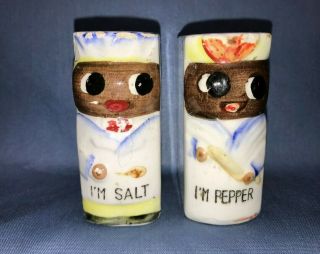 Vtg Black Americana Salt And Pepper Shaker Set " I 