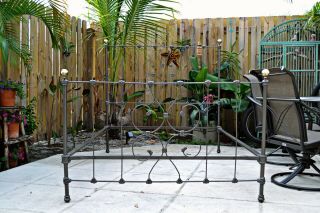 Vintage Cannonball Brass & Cast Iron Full Bed Frame