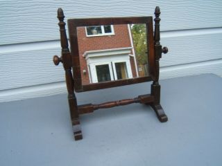 Swing Toilet / Dresser Vintage Mahogany Mirror Small 13.  5 " Tall X 12 " Wide