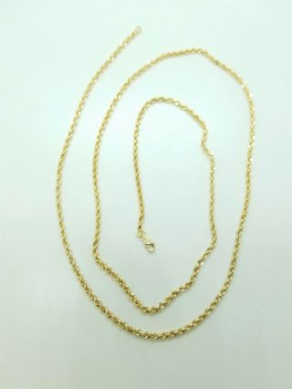 Vintage Michael Anthony 14k Yellow Gold Rope Chain - 24 " Long - 2 Mm Wide