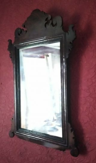 Antique Georgian / Chippendale style wall mirror with fret - cut mahogany frame 2