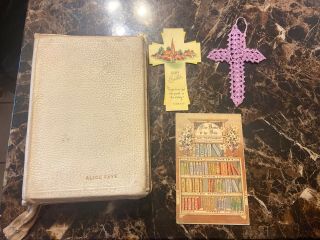 Famous (alice Faye’s) Leather Zip Vintage Bible Stamped Gold Gifted By E.  Price