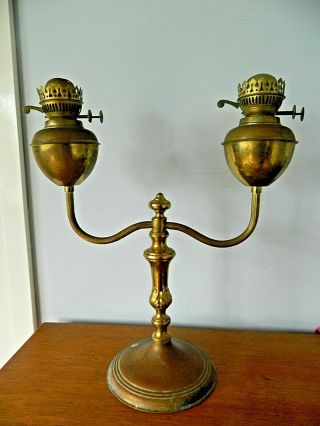 Antique Brass Two Branch Oil Lamp Base Burners Font