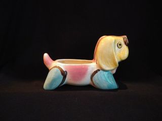 Vintage Ceramic Multicolor Dachshund Dog Planter Figurine Made In Japan