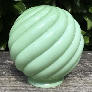 Old Vintage 1930/40s Art Deco Opaque Green Glass Swirl Glass Ball Lampshade