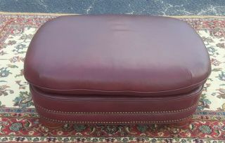 Vintage Leather Cocktail Ottoman Footstool With Nail Heads