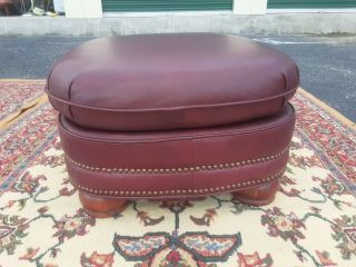 Vintage Leather Cocktail Ottoman Footstool With Nail Heads 2