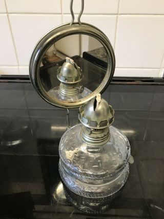 Antique Oil Lamp With Mirror Reflector Wall Mount Or Standing