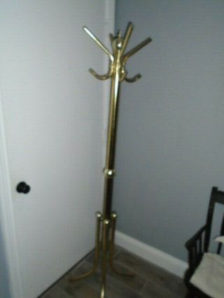 Vintage Brass Coat Rack Antique Hall Tree Tall Brass 8 Hook Hat Rack