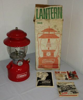 Coleman 200a195 Vintage Red Single - Mantle Floodlight Lantern W/glass,  No Handle