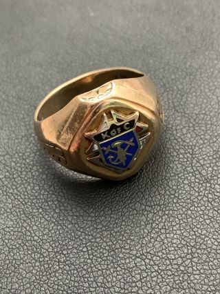 Vintage 10k Yellow Gold Knights Of Columbus Ring,  Size 8 (7 Grams Total)