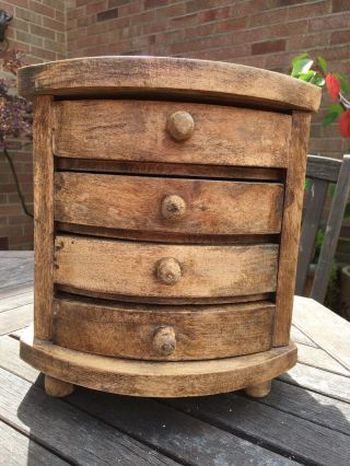 Vintage Oak Apprentice ??? Mini Bow Front Chest Of Drawers