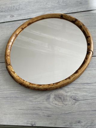 Vintage Round Mid - Century Shabby Chic Bevelled Edge Wall Mirror