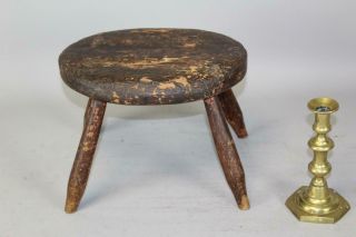 Fine Late 18th C Windsor Foot Stool Cricket In Paint With Turned Legs
